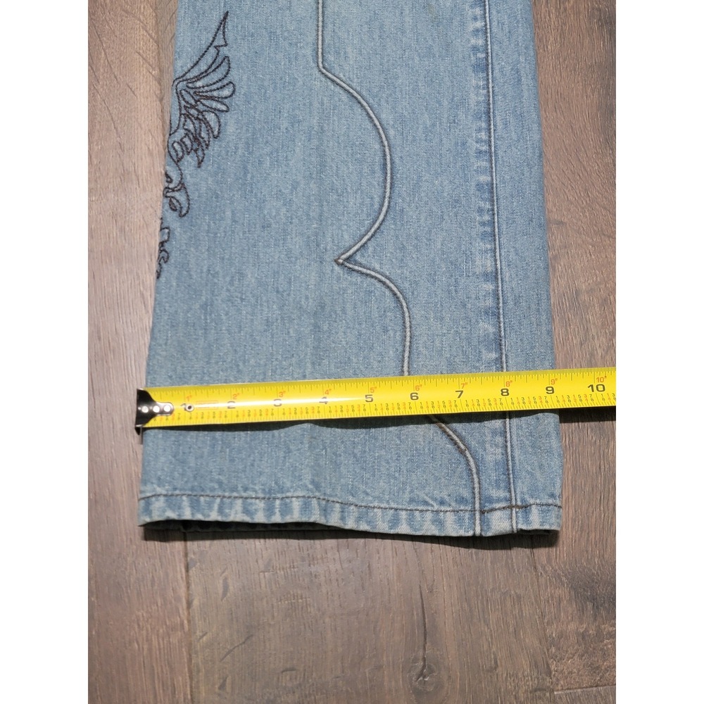 Vtg HarleyDavidson Womens Denim Jeans Size 33 Light Wash Bootcut Embroidered Y2K - Picture 5 of 15